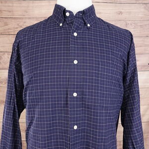 DANIEL CREMIEUX CLASSICS CLASSIC FIT BLUE CHECK BUTTON UP SHIRT MENS XL